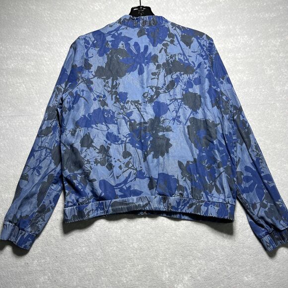 Juicy Couture Jacket Womens Large Floral Blue Full Zip Collared Lyocell Pockets - Picture 10 of 10